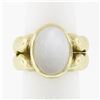 Image 1 : Vintage Kaufmann De Suisse 18k Gold Bezel Set Moonstone Open Wave Solitaire Ring