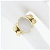 Image 3 : Vintage Kaufmann De Suisse 18k Gold Bezel Set Moonstone Open Wave Solitaire Ring