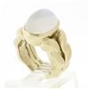 Image 9 : Vintage Kaufmann De Suisse 18k Gold Bezel Set Moonstone Open Wave Solitaire Ring