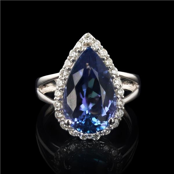 8.53 ctw Tanzanite and 0.69 ctw Diamond 18K White Gold Ring (GIA CERTIFIED)
