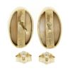 Image 4 : Vintage 14k Yellow Gold Bezel Set Carved Wavy Oval Shell Petite Stud Earrings