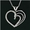 Image 6 : 14K White Gold 0.50 ctw Double Diamond Open Heart Swirl Pendant & 20" Cable Chai