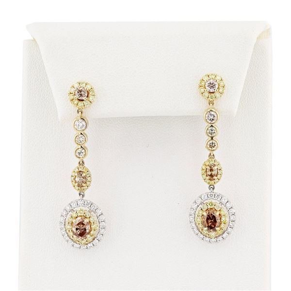 2.98 ctw Diamond 14K White and Yellow Gold Earrings