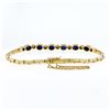 Image 6 : 18K Yellow Gold 2.60 ctw Alternating Oval Sapphire Round Diamond Chain Bracelet