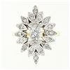 Image 4 : Vintage 14k White Yellow Gold .62 ctw Round Diamond Spray Cluster Cocktail Ring