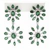 Image 1 : 18k White Gold 8.28 ctw Emerald & Diamond Spray Snowflake Drop Dangle Earrings