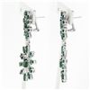 Image 2 : 18k White Gold 8.28 ctw Emerald & Diamond Spray Snowflake Drop Dangle Earrings