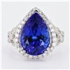Image 1 : 8.71 ctw Tanzanite and 1.10 ctw Diamond Platinum Ring