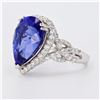 Image 2 : 8.71 ctw Tanzanite and 1.10 ctw Diamond Platinum Ring