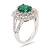 Image 3 : 1.64 ctw Emerald and 1.05 ctw Diamond Platinum Ring