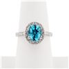 Image 4 : 4.02 ctw Blue Zircon and 0.60 ctw Diamond Platinum Ring