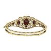 Image 4 : Vintage 14k Gold 10.50 ctw Oval & Round Garnet Twisted Wire Open Bangle Bracelet
