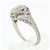 Image 8 : Antique Art Deco 18k White Gold .21 ctw Diamond Solitaire Filigree Engagement Ri
