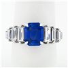 Image 2 : 18k Gold 5.91 ctw AGL Emerald Burma NO HEAT Sapphire & Step Baguette Diamond Rin
