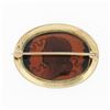 Image 3 : Antique 14K Yellow Gold Sideways Oval Carved Brown Glass Cameo Floral Pin Brooch