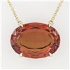 Image 3 : NEW 14k Yellow Gold GIA 15.85 ctw Lab Grown Oval Orange Sapphire Pendant Necklac