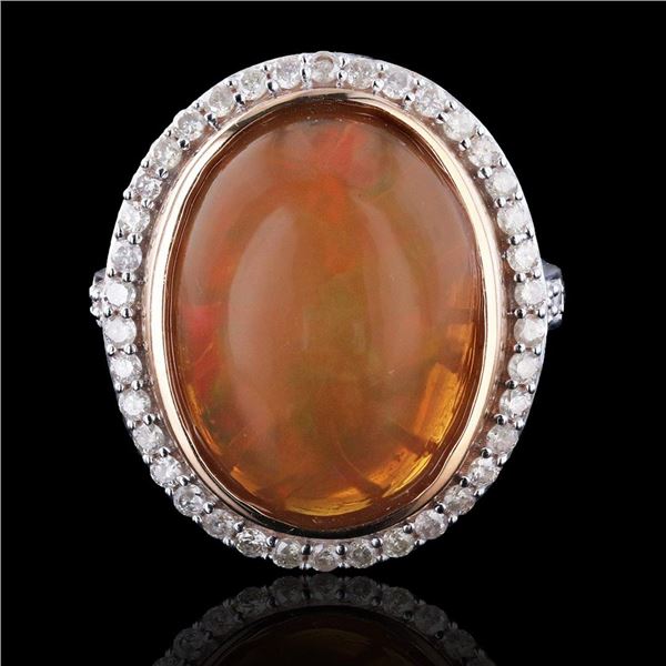 8.56 ctw Opal and 0.62 ctw Diamond 14K Rose Gold Ring
