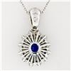 Image 5 : New 14k White Gold 2.59 ctw Oval Tanzanite & Diamond Dual Halo Pendant w/ Chain