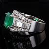 Image 2 : 2.34 ctw Emerald and 0.64 ctw Diamond 14K White Gold Ring