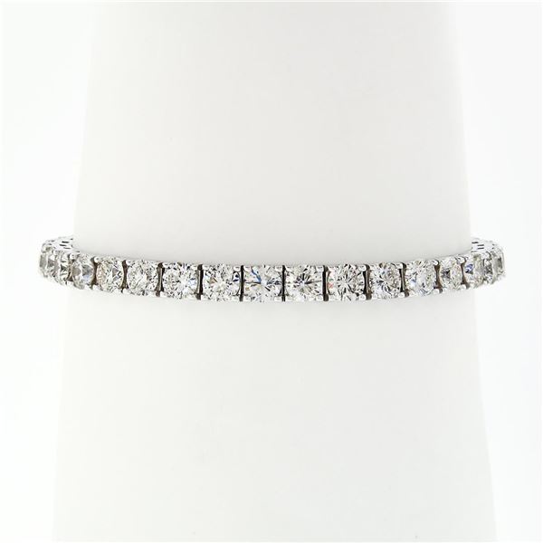 18k White Gold 12.21 ctw 37 Round Large Diamond Line Tennis Statement Bracelet