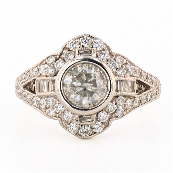 0.96 ctw CENTER Diamond Platinum Ring (1.72 ctw Diamonds)