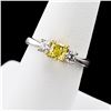 Image 2 : 0.67 ctw Fancy Intense Yellow VVS2 CLARITY CENTER Diamond 18K White and Yellow G