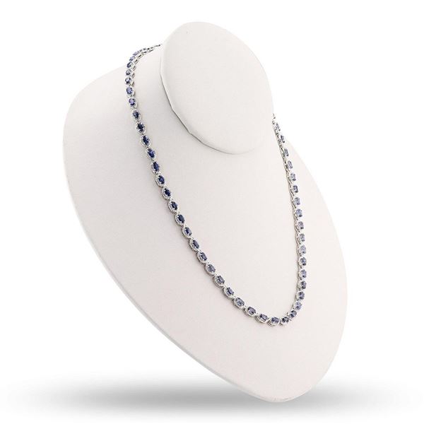 12.05 ctw Tanzanite and 0.41 ctw Diamond Necklace