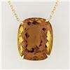 Image 2 : NEW 14k Gold 27.5 ctw Cushion Cut Orange Citrine Solitaire 18.5" Pendant Necklac