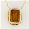 Image 5 : NEW 14k Gold 27.5 ctw Cushion Cut Orange Citrine Solitaire 18.5" Pendant Necklac