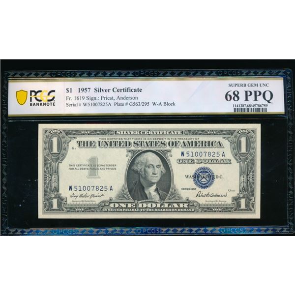 1957 $1 Silver Certificate PCGS 68PPQ