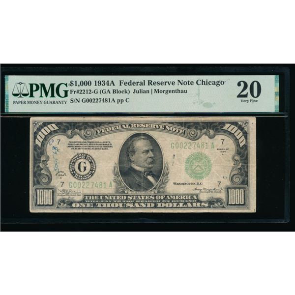 1934A $1000 Chicago FRN PMG 20