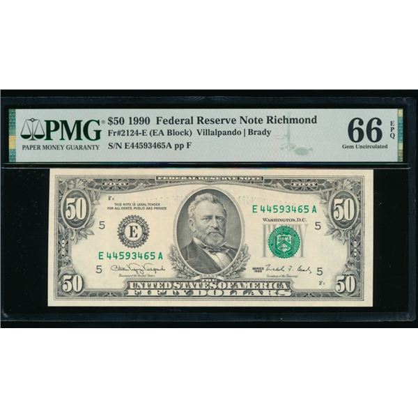 1990 $50 Philadelphia FRN PMG 66EPQ