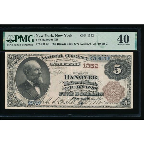 1882 $5 New York NY National PMG 40