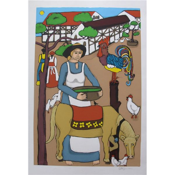 Elke Sommer Floating Donkey Hand Signed Limited Edition Serigraph Folk Art