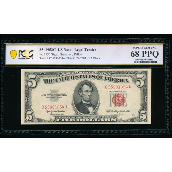 1953C $5 Legal Tender Note PCGS 68PPQ