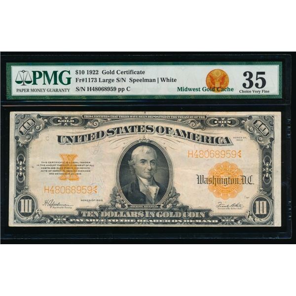 1922 $10 Gold Certificate PCGS 35