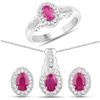 Image 2 : Plated Rhodium 2.08ctw Ruby and White Topaz Jewelry Set