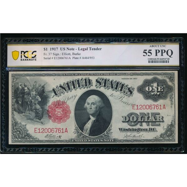 1917 $1 Legal Tender Note PCGS 55PPQ