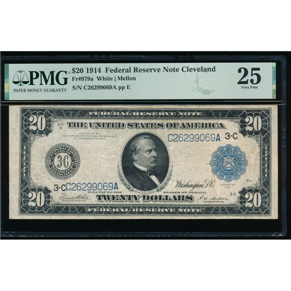 1914 $20 Cleveland FRN PMG 25