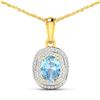 Image 1 : 14KT Yellow Gold 0.96ct Aquamarine and Diamond Pendant with Chain