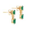 Image 2 : Plated 18KT Yellow Gold 2.00ctw Green Agate and Diamond Earrings