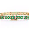 Image 2 : Plated 18KT Yellow Gold 7.00ctw Green Agate and Diamond Bracelet