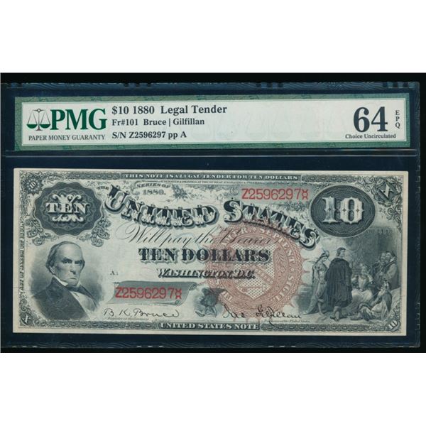 1880 $10 Jackass Legal Tender Note PMG 64EPQ