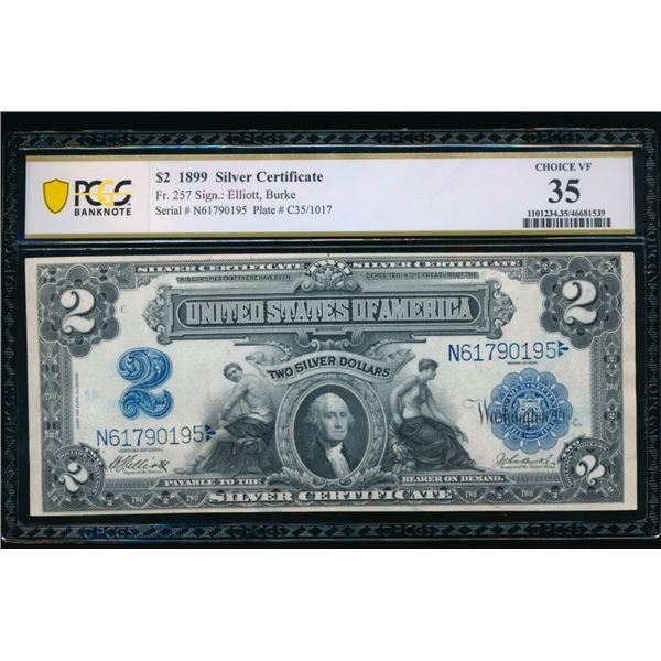 1899 $2 Mini Porthole Silver Certificate PCGS 35