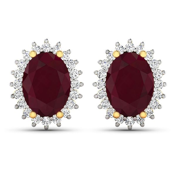 14KT Yellow Gold 3.00ctw Ruby and Diamond Earrings