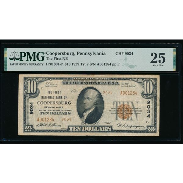 1929 $10 Coopersburg PA National PMG 25