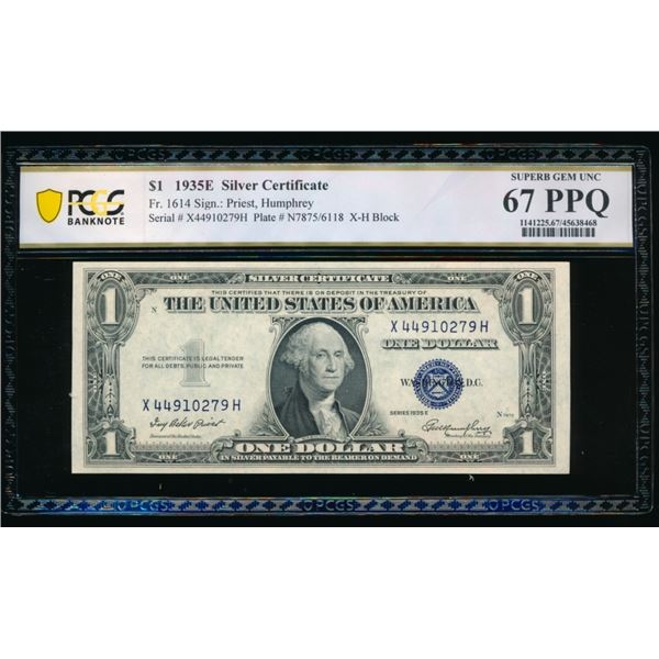 1935E $1 Silver Certificate PCGS 67PPQ