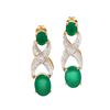 Image 1 : Plated 18KT Yellow Gold 2.65ctw Green Agate and Diamond Earrings