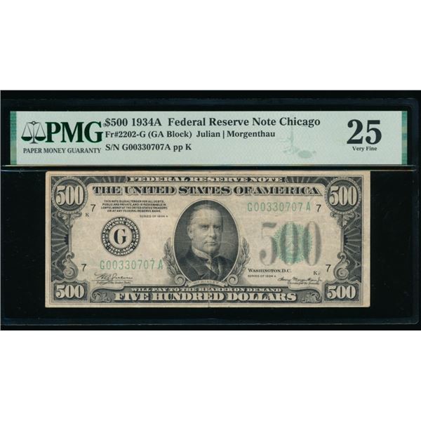 1934A $500 Chicago FRN PMG 25