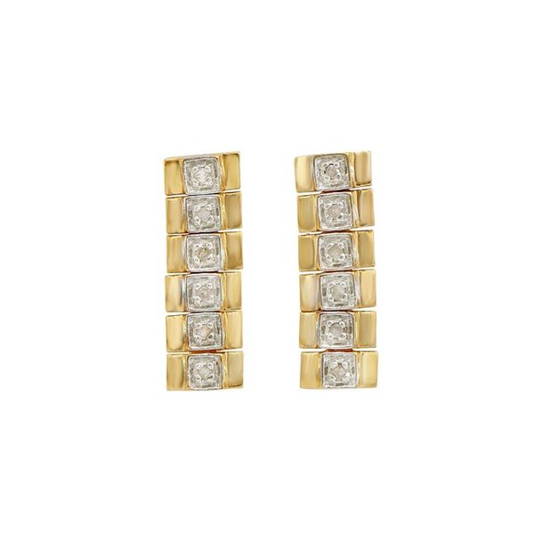 Plated 18KT Yellow Gold 0.12ctw Diamond Earrings